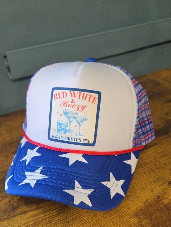 Accessories - Red White & Boozy Trucker Hat - Patriotic Stars